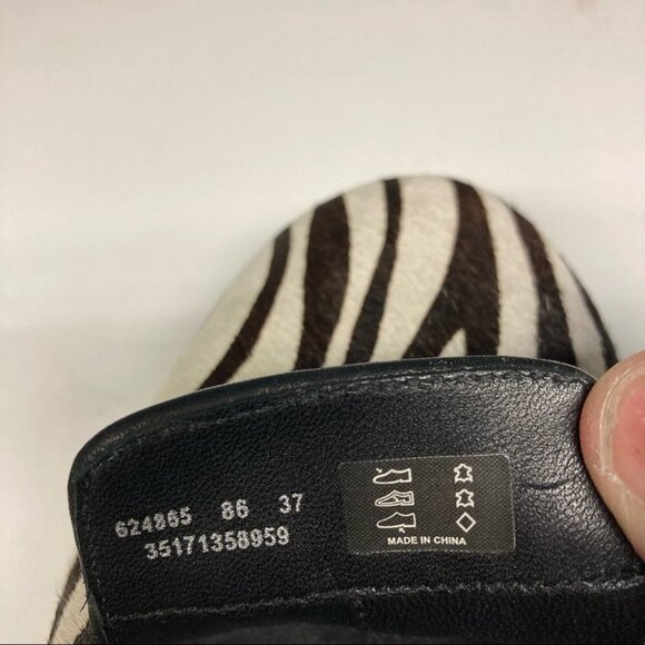 ECCO Sz 37 Zebra Print Dark Brown Cream Ballerina Flats - Picture 4 of 13